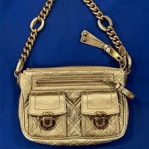 Marc Jacobs Cammie Quilted Metallic Gold Leather … - image 1